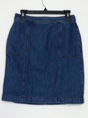 Boden Denim Blue Jean Skirt Knee Length A-Line Classic Preppy Cotton 6 Long